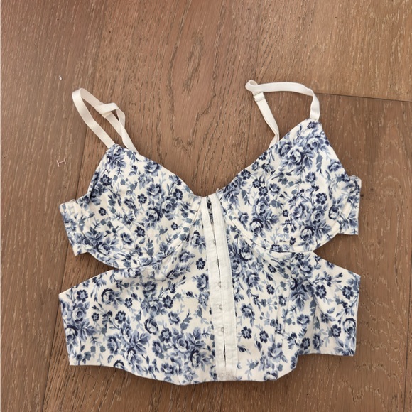 Garage Tops - Garage Blue Floral corset crop top